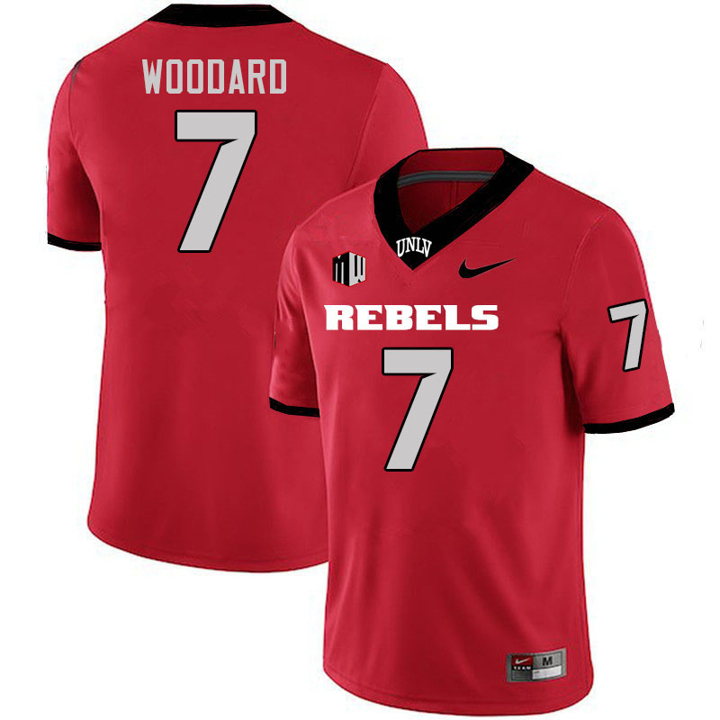 Men #7 Jackson Woodard UNLV Rebels College Football Jerseys Stitched-Scarlet